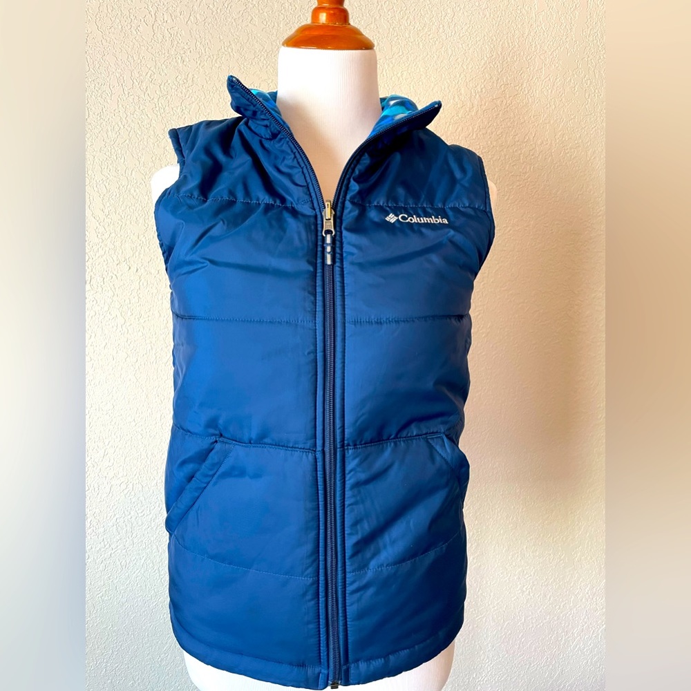 Boys, Navy blue, Columbia reversible vest, size L (14/16)